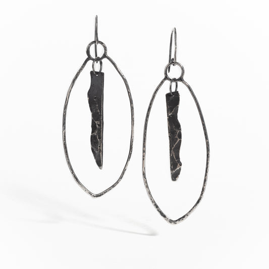 ARETES PLATA PÁTINA NEGRA #8069