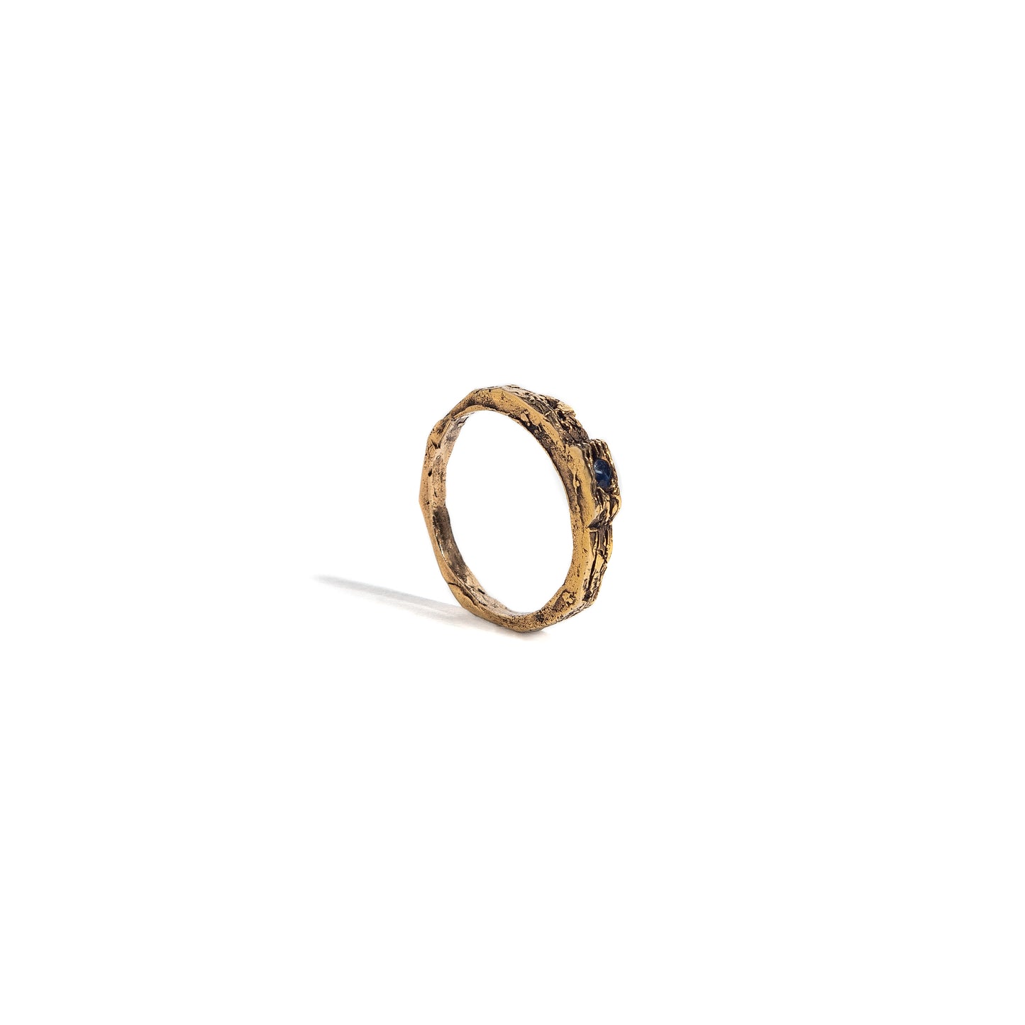 ANILLO PLATA CON BAÑO DE ORO Y ZAFIRO #8107