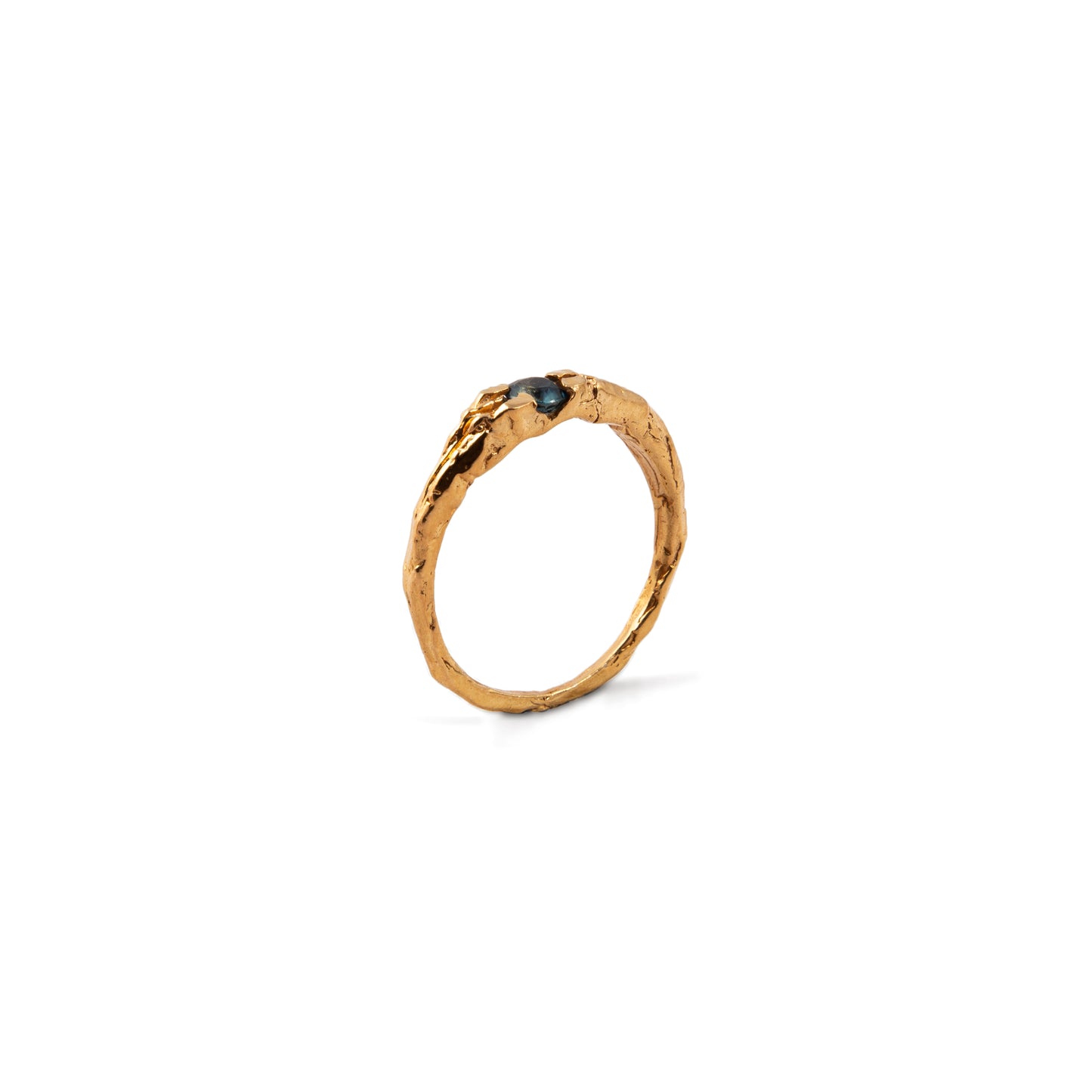ANILLO PLATA CON BAÑO DE ORO Y ZAFIRO #8150