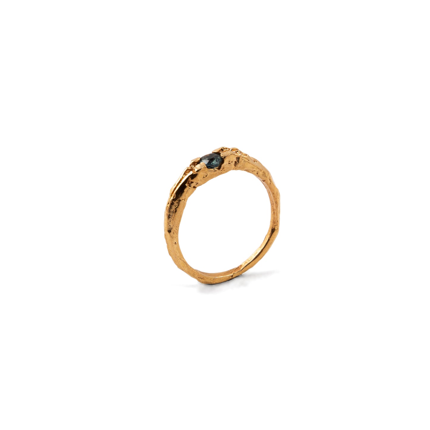 ANILLO PLATA CON BAÑO DE ORO Y ZAFIRO #8150