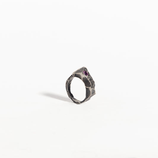 ANILLO PLATA Y RUBÍ #8084