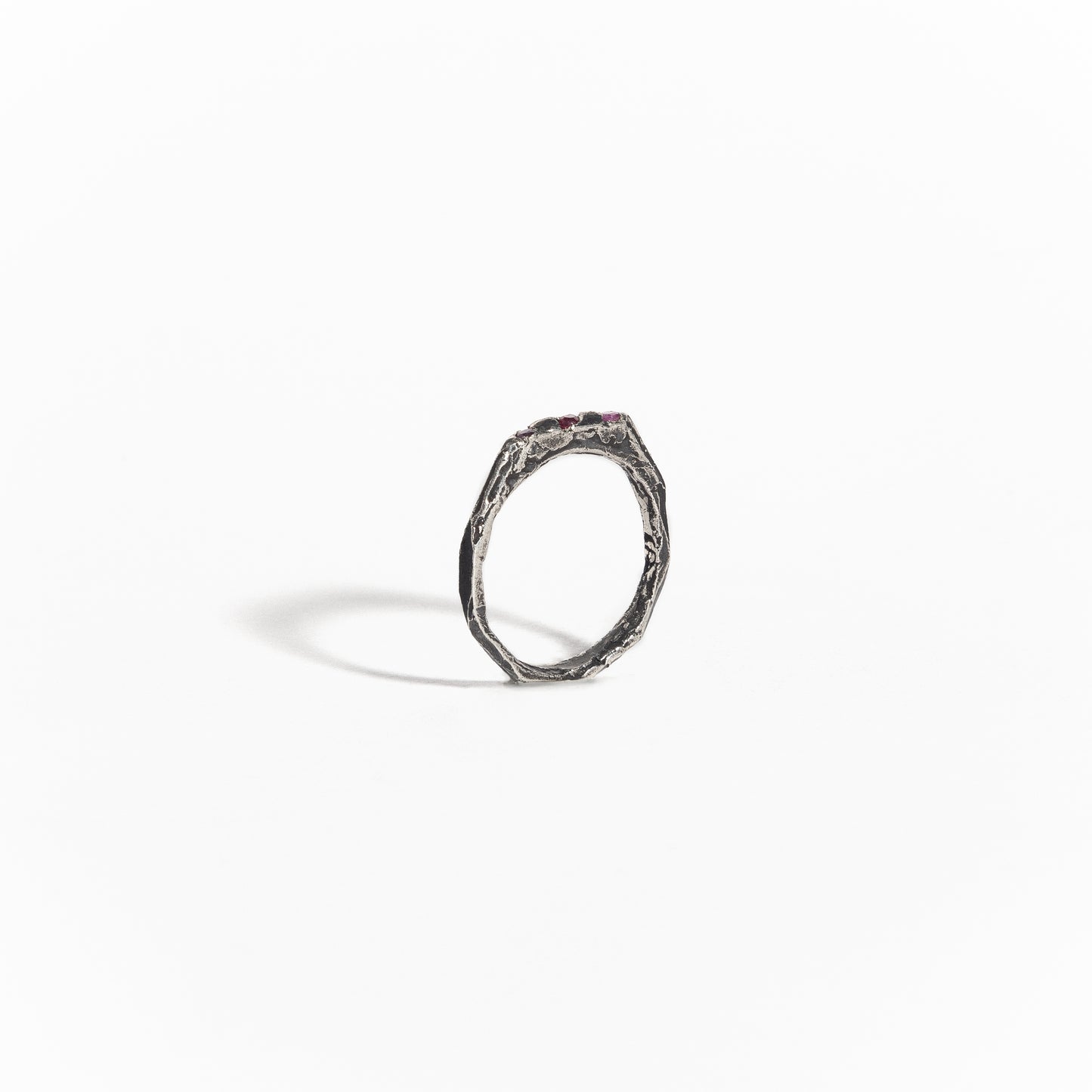 ANILLO PLATA Y RUBÍ ROSA #8086
