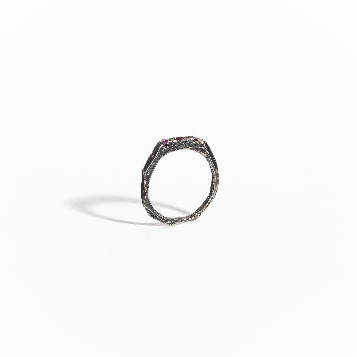 ANILLO PLATA Y RUBÍ ROSA #8086