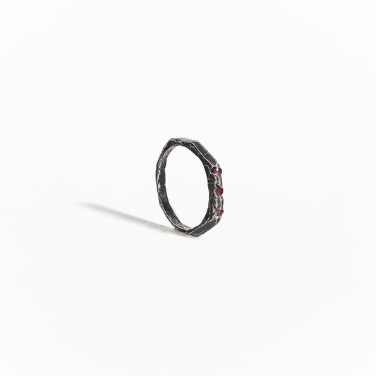 ANILLO PLATA Y RUBÍ ROSA #8086