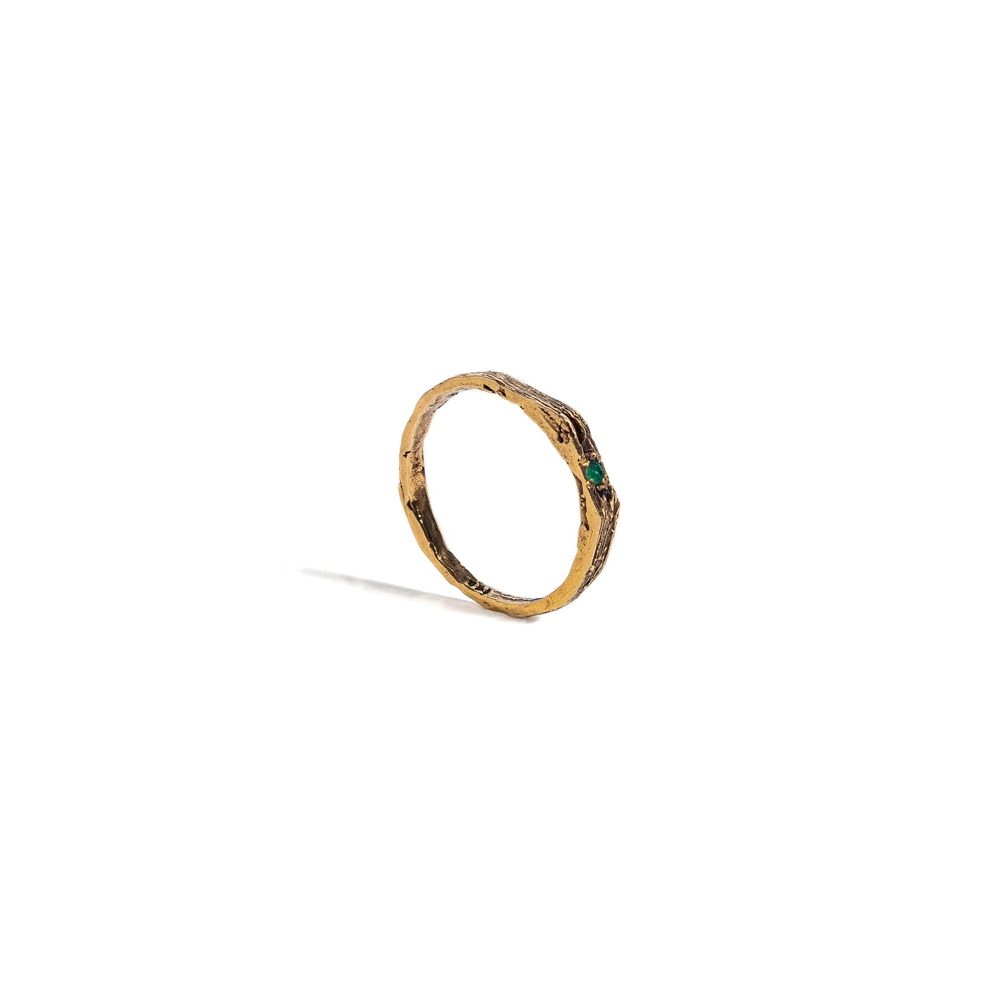 ANILLO PLATA CON BAÑO DE ORO Y ESMERALDAS #8108