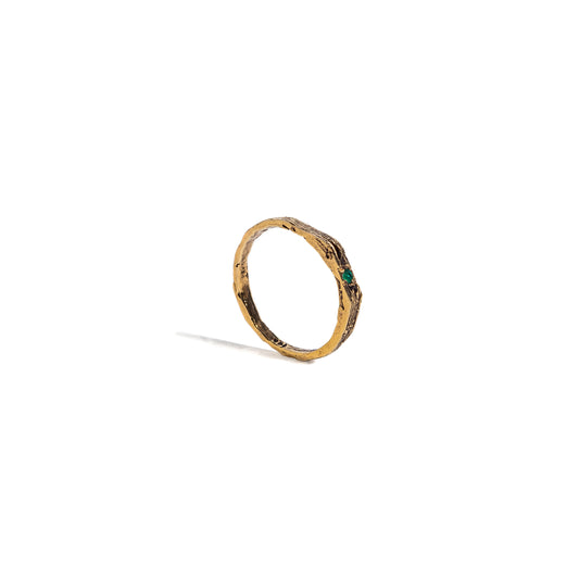ANILLO PLATA CON BAÑO DE ORO Y ESMERALDAS #8108